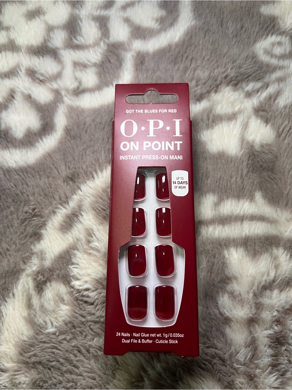 OPI On Point Instant Press-On Nails – “Got the Blues for Red” | Deep Red